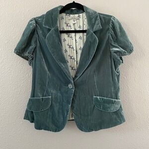 Green Velvet Jacket Medium Fairycore Whimsigoth Autumn Fall Preppy School Y2K